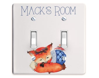 Nursery Light Switch Cover, Fox Switch Plate Cover, Nursery Outlet Cover, Kids Room Decor, Wallplate, Nursery Decor, Faceplate