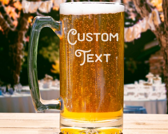 Personalized Beer Mug, Custom Beer Mug with Name, Engraved Beer Mug with Text, Customized Beer Mug with Any Text