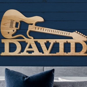 Guitar Name Sign, Nursery Decor, Personalized Wood Sign, Music Gift, Personalized Name Sign, Wooden Name Sign, Kids Name Sign, Music Decor