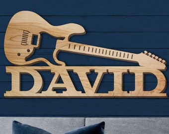Guitar Name Sign, Nursery Decor, Personalized Wood Sign, Music Gift, Personalized Name Sign, Wooden Name Sign, Kids Name Sign, Music Decor
