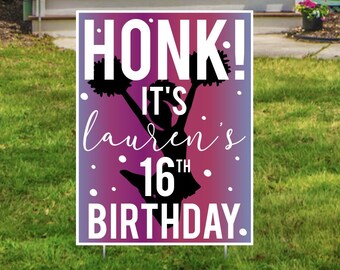 Honk Happy Birthday Lawn Signs, Yard Signs, Lawn Decorations, Happy Birthday Lawn Ornaments, 18th Birthday, 21st Birthday, 30th, 40th