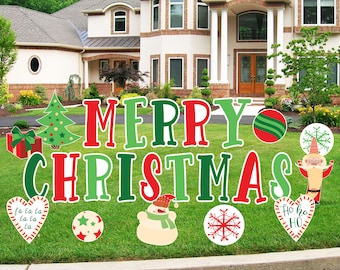 Jinhua Yiyan Merry Christmas Yard Signs 18 Pack Colorful Yard Decorations Outdoor Lawn ,Holiday and Christmas Party Yard Signs