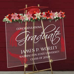 Graduation Sign - Clear Acrylic Graduation Sign - Custom Grad Sign - Custom Decor - Graduation Party Signs - Personalized Class of 2023