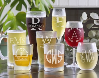 Personalized Glasses, Personalized Gifts, Monogram Glasses, Wine Glasses, Beer Glasses, Shot Glasses, Birthday Gift, Christmas Gifts