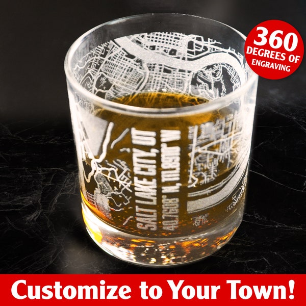 Map Whiskey Glasses, Personalized Gift For Him, Engraved Whiskey Glass, Custom Whiskey Glass, Housewarming Gift, Husband Gift, City Map