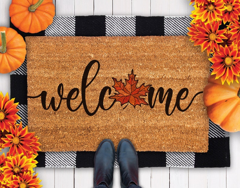 Fall Welcome Door Mat, Fall Door Mat, Fall Decor Ideas, Halloween Welcome Mat, Happy Halloween, Fall Decor, Fall Welcome Mat, Autumn Decor image 1