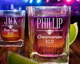 Groomsmen Shot Glasses, Personalized Shot Glasses, Wedding Shot Glasses, Groomsmen Gifts, Custom Shot Glass, Groomsmen Gift Idea, Unique