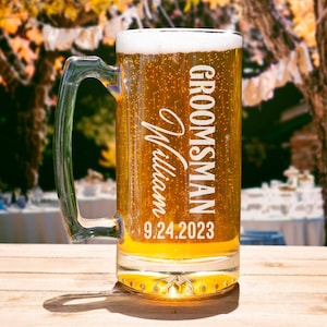 Groomsmen Gift - Personalized Wedding Glasses - Best Man Gift - Unique Groomsmen Proposal Gift - Personalized Groomsmen Beer Mug