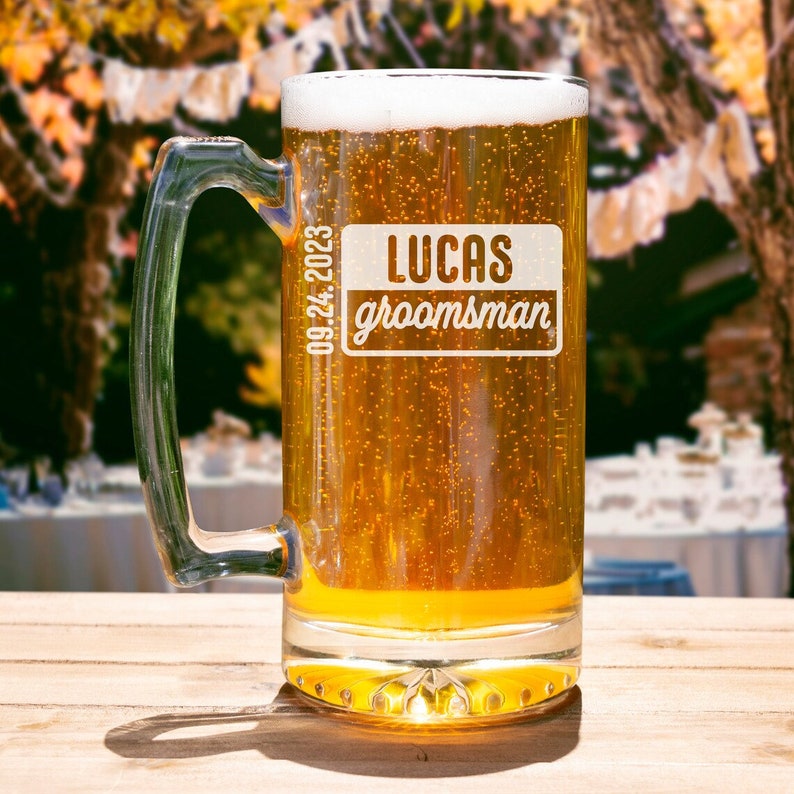 Groomsmen Gift Personalized Wedding Glasses Best Man Gift Unique Groomsmen Proposal Gift Personalized Groomsmen Beer Mug image 9