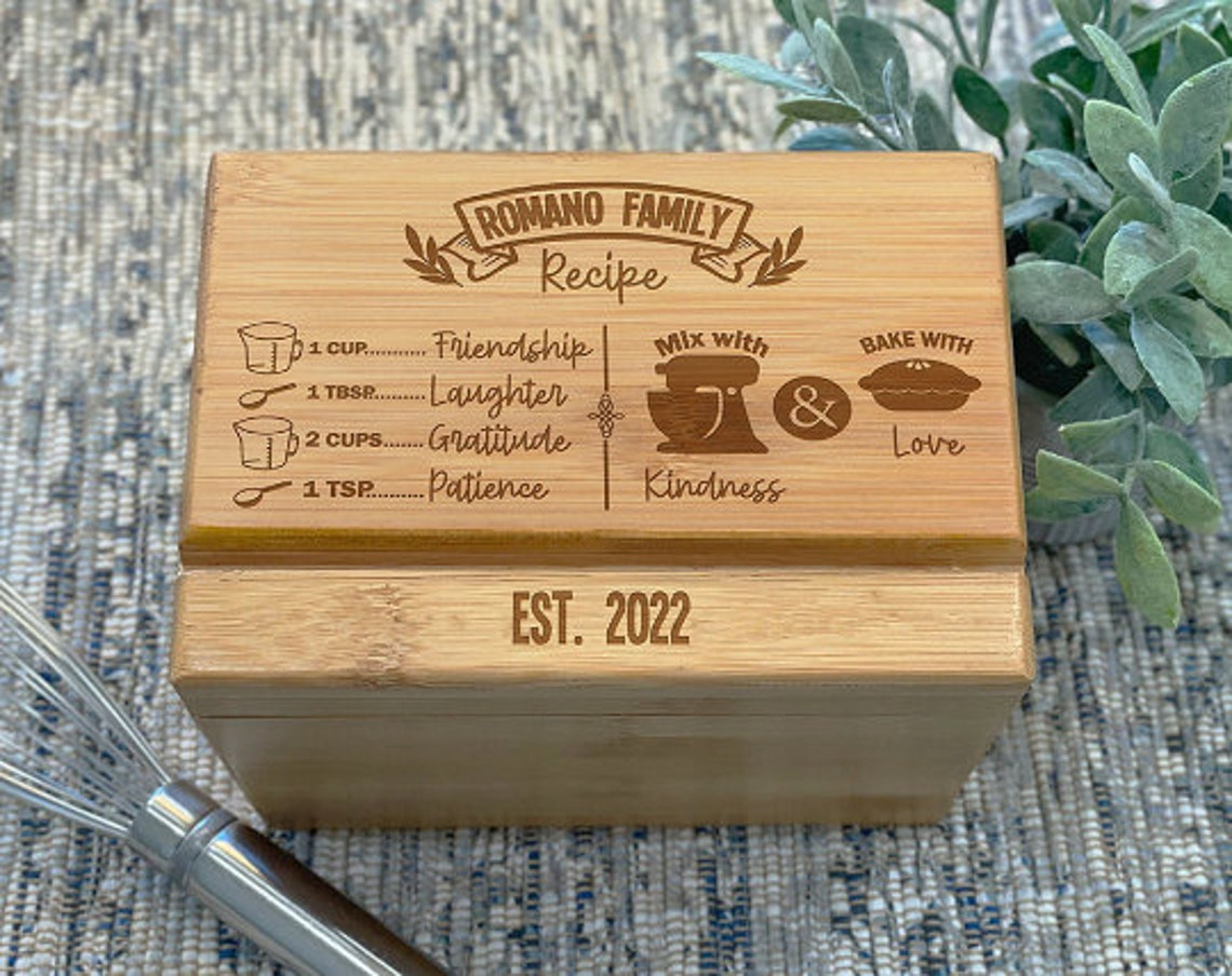 Wooden Recipe Box Custom Recipe Box and Cards Kitchen Gift Etsy