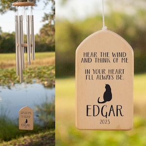 Cat Memorial Wind Chime, Personalized Wind Chime, Remembrance Wind Chime, Pet Memorial Wind Chime, Bereavement Gift, In Memory