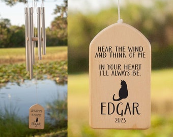 Cat Memorial Wind Chime, Personalized Wind Chime, Remembrance Wind Chime, Pet Memorial Wind Chime, Bereavement Gift, In Memory