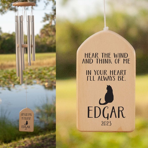 Cat Memorial Wind Chime, Personalized Wind Chime, Remembrance Wind Chime, Pet Memorial Wind Chime, Bereavement Gift, In Memory