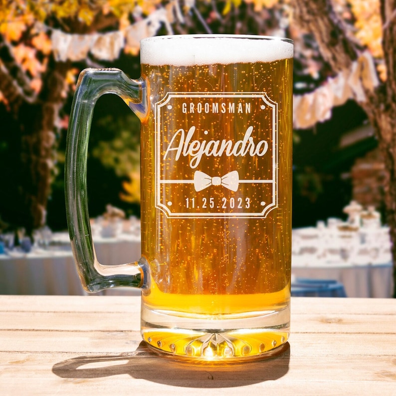 Groomsmen Gift Personalized Wedding Glasses Best Man Gift Unique Groomsmen Proposal Gift Personalized Groomsmen Beer Mug image 3