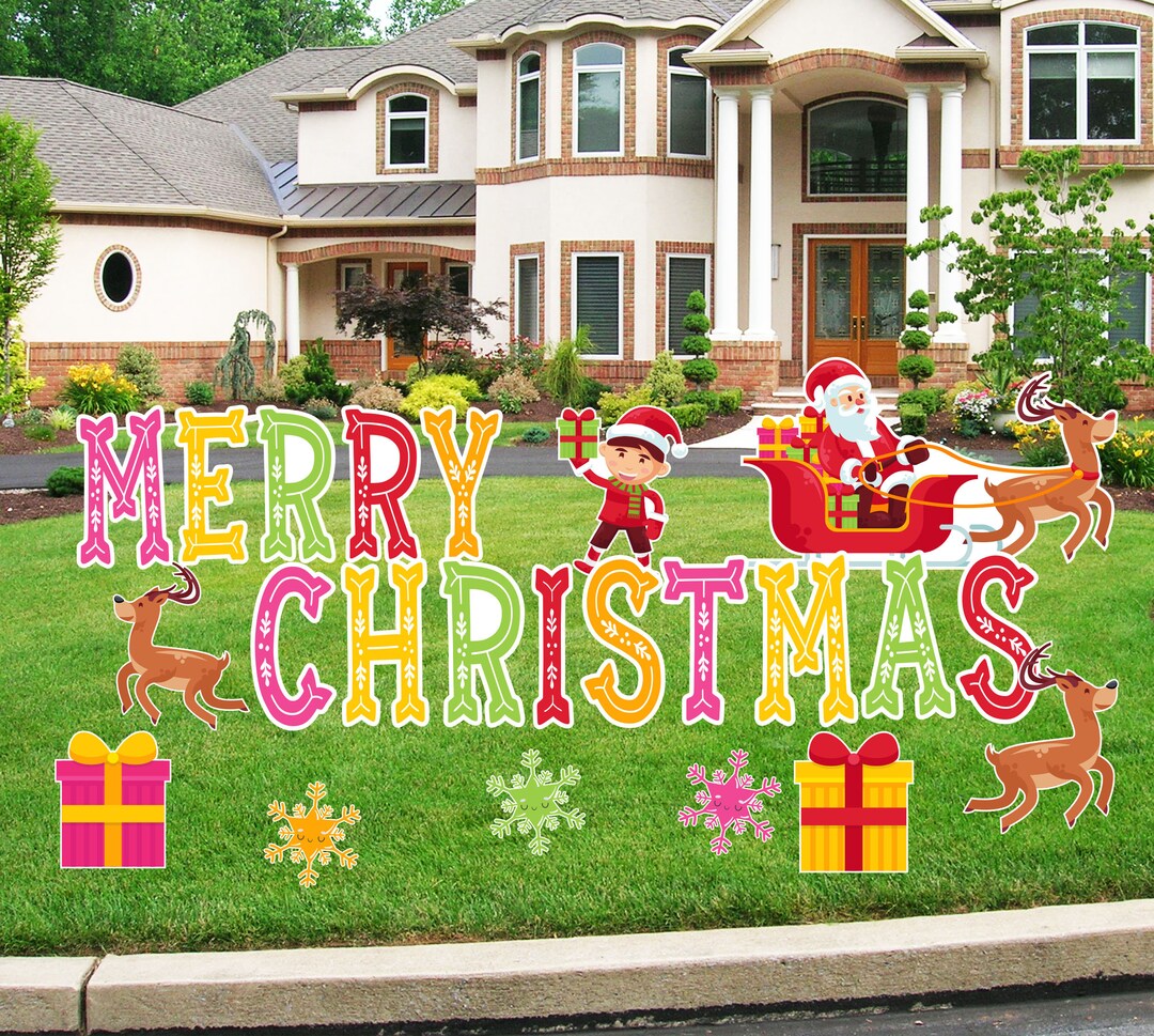Merry Christmas Classic Lawn Signs Christmas Yard Signs - Etsy