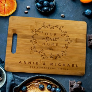 Personalized Cutting Board, Bamboo - Walnut - Maple - Cherry, Our First Home, Housewarming, New Home, First Home Gift, Custom Cutting Board