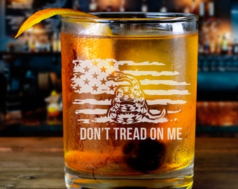 Don't Tread On Me Whiskey Glasses, American Whiskey Glass, Rocks Glass