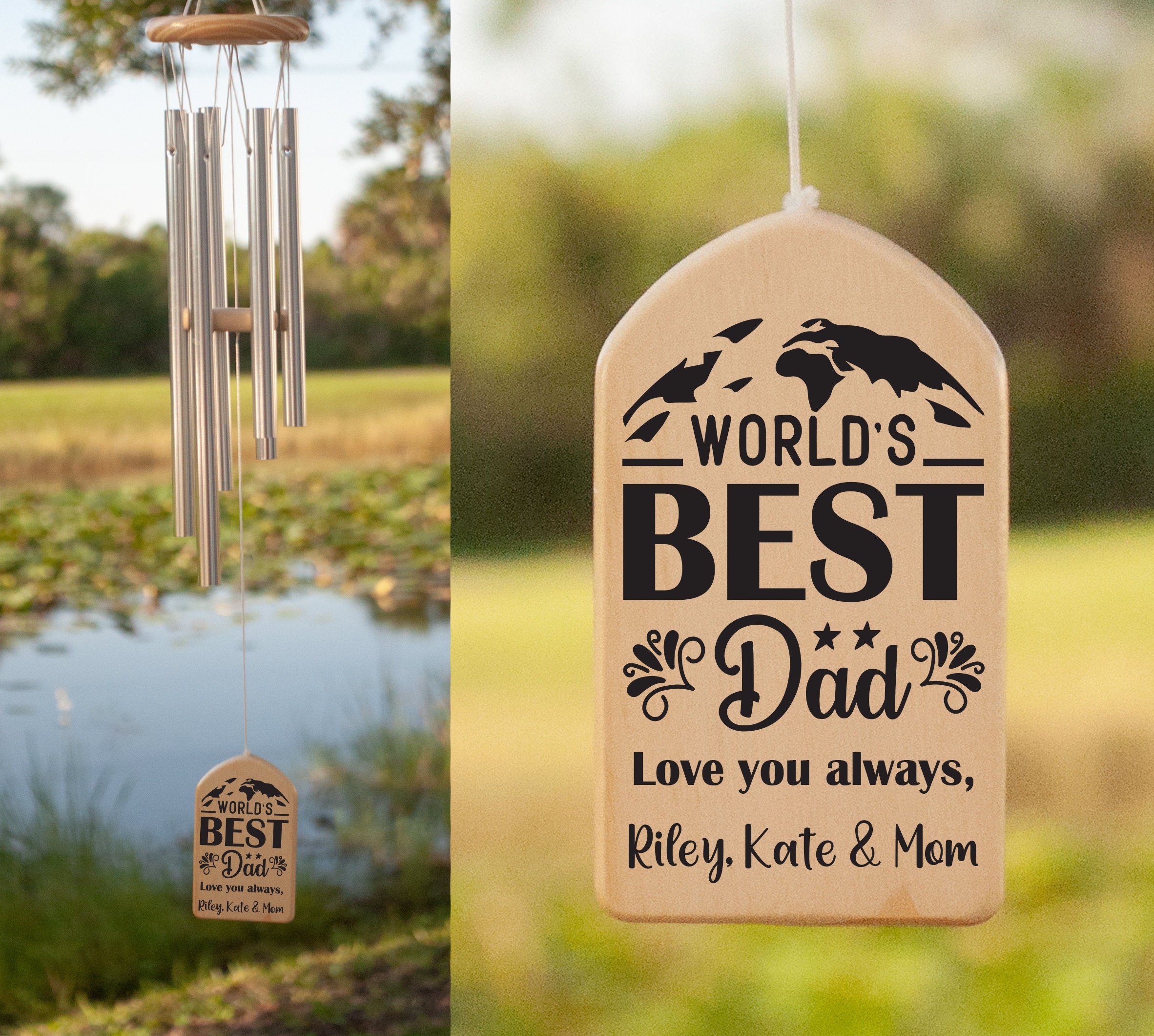 Personalized Dad "On Angel's Wings" Memorial Wind Chime - 28 Collective