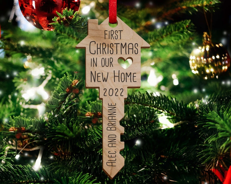 First Home Ornament / Our First Christmas / New Home Gift / Housewarming Gift / Christmas Ornament / First Home Gift / Wood Key Ornament 