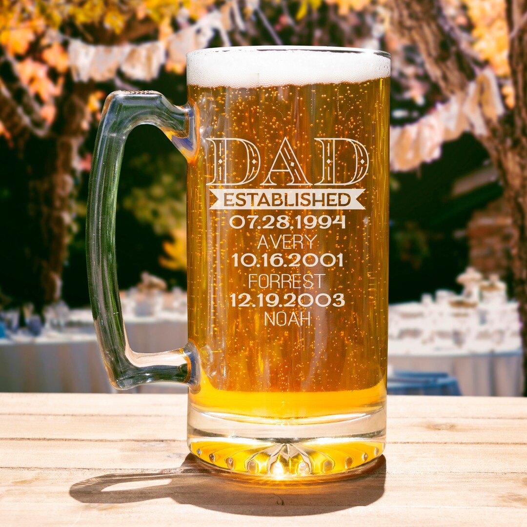 Personalized Dad Beer Mug With dad Established Engraving Etsy