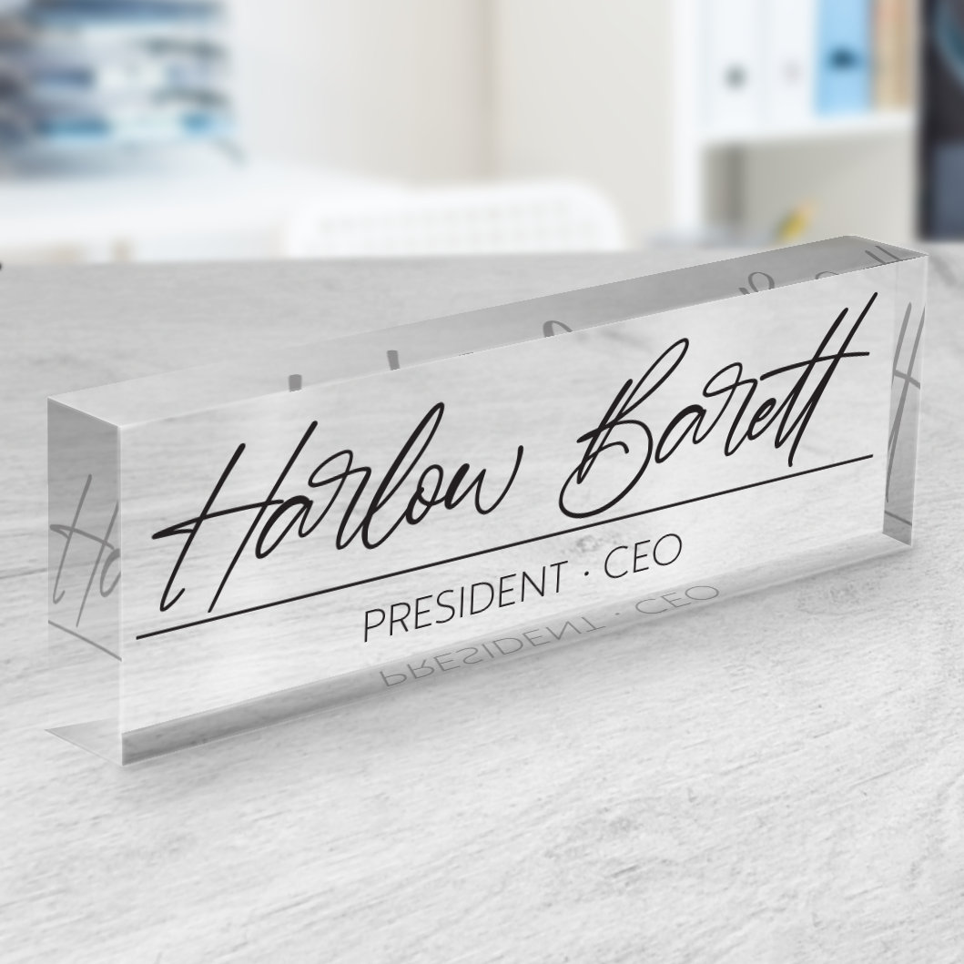 Custom Wooden Desk Name Plate, Card Holder, New Job Gift, Office Desk