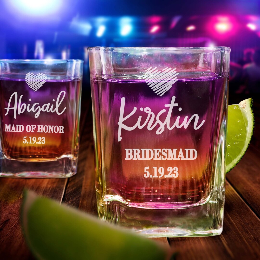 Bridesmaid Shot Glasses, Personalized Shot Glasses, Wedding Shot Glasses, Bridesmaid Gifts
