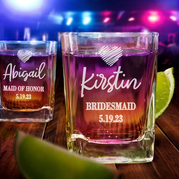 Bridesmaid Shot Glasses, Personalized Shot Glasses, Wedding Shot Glasses, Bridesmaid Gifts, Custom Shot Glass