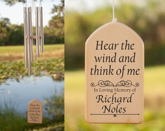 Personalized Wind Chimes, Hear the wind and think of me, Remembrance Wind Chime, Memorial Tribute Wind Chime, Bereavement Gift, In Memory