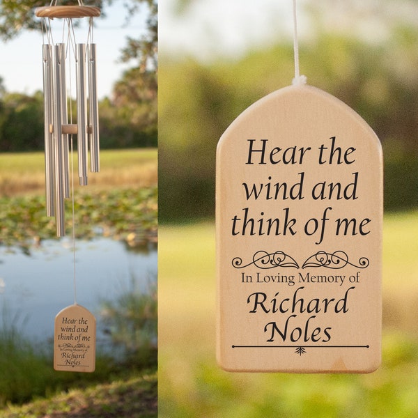Personalized Wind Chimes, Hear the wind and think of me, Remembrance Wind Chime, Memorial Tribute Wind Chime, Bereavement Gift, In Memory