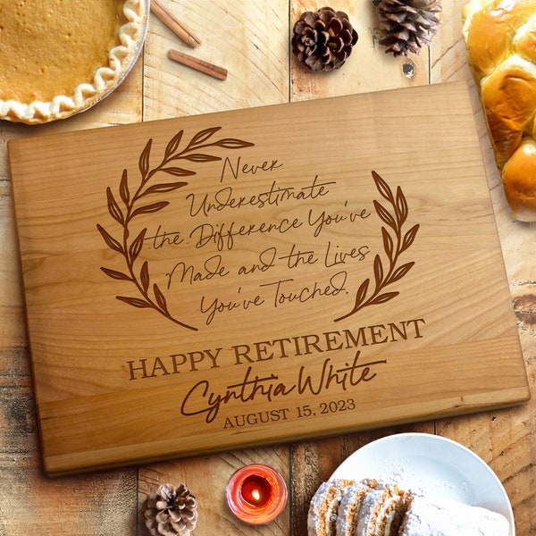 Happy Retirement Cutting Board, Retirement Cutting Boards, Retirement, Custom Retirement Gifts, Retirement Gift Ideas, Gifts for Retirement