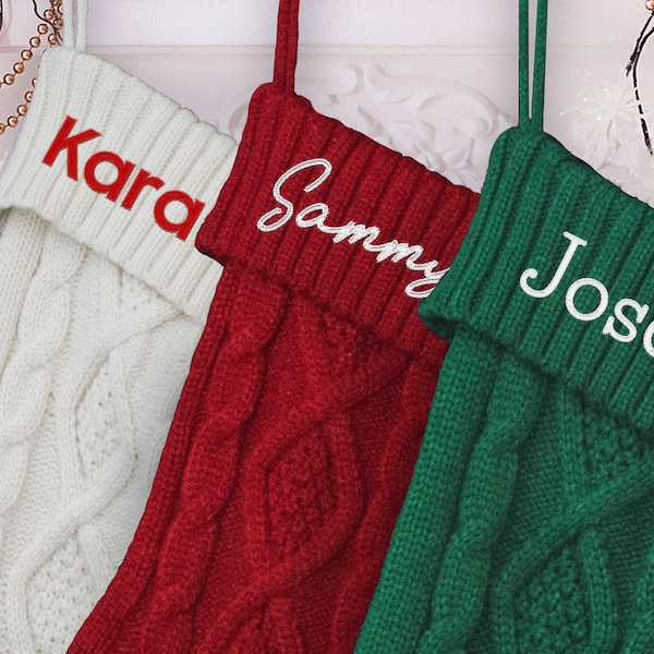 Personalized Christmas Stockings, Embroidered Stocking, Knitted Christmas Stockings, Christmas Gift, Custom Christmas Stockings