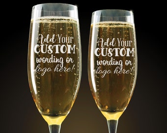 Set of 2 - Custom Text Wedding Toasting Flutes - Personalized Toasting Flutes - Personalized Wedding Glasses - Champagne Flutes