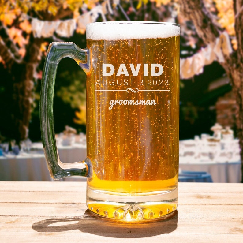 Groomsmen Gift Personalized Wedding Glasses Best Man Gift Unique Groomsmen Proposal Gift Personalized Groomsmen Beer Mug image 7