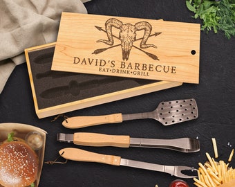 Personalized BBQ Set, BBQ Grill Tool Set, Father's Day Barbecue Set, Grilling Tools, Grilling Gifts, Custom BBQ Set, Gift For Dad