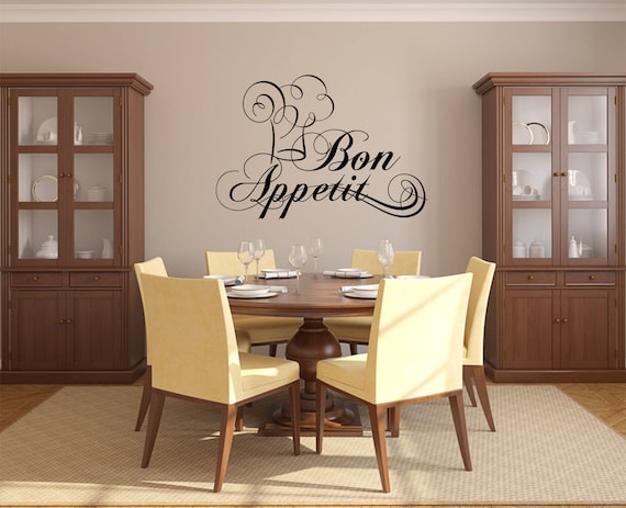 Bon Appetit Wall Stickers Home Kitchen Art Quote Decal chef Dining Room kq3 