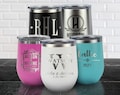 Engraved Personalized Wine Tumbler: 12oz Insulated Bridesmaid Gift