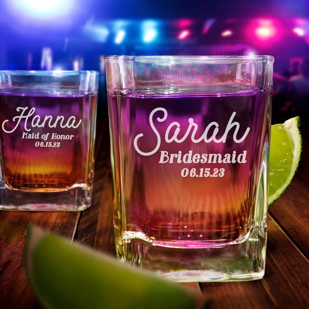 Bridesmaid Shot Glasses, Personalized Shot Glasses, Wedding Shot