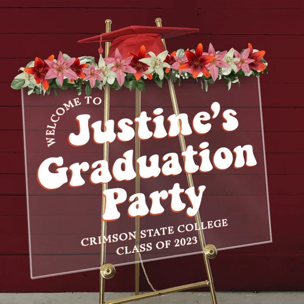 Graduation Sign - Clear Acrylic Graduation Sign - Custom Grad Sign - Custom Decor - Graduation Party Signs - Personalized Class of 2023