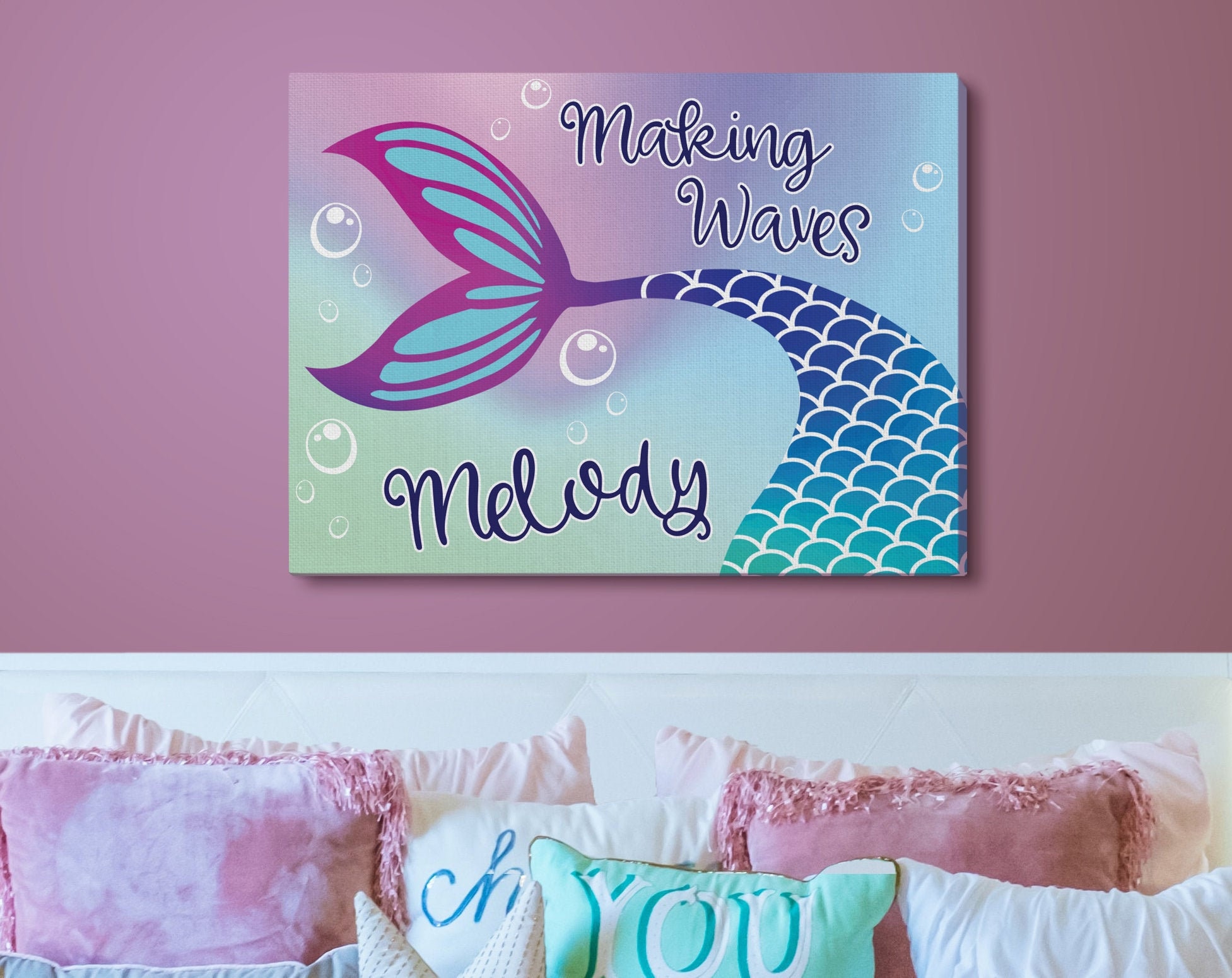 Mermaid Canvas Wall Art Kids Room Décor Nursery Décor Baby Etsy