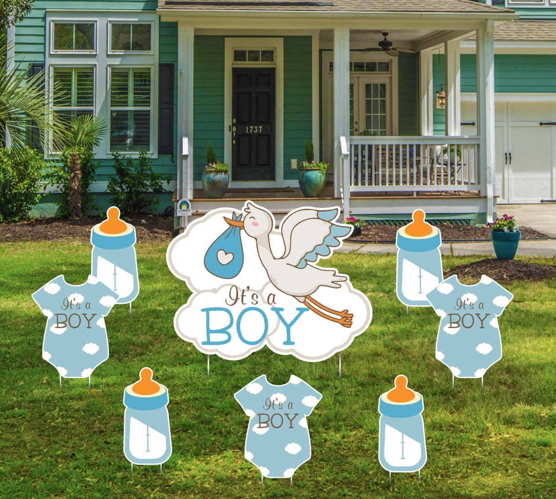 It's A Boy Yard Signs Baby Shower Yard Signs Stork Yard Etsy