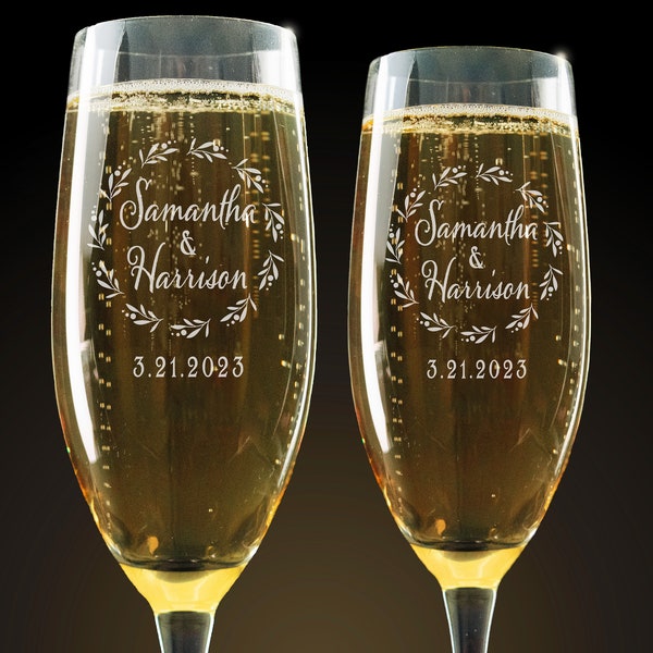 Set of 2 Wedding Glasses, Toasting Flutes, Champagne Glasses, Personalized Toasting Flutes, Wedding Toasting Glasses, Champagne Flutes