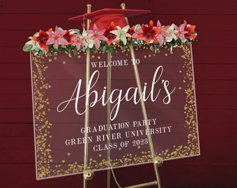 Graduation Sign - Clear Acrylic Graduation Sign - Custom Grad Sign - Custom Decor - Graduation Party Signs - Personalized Class of 2023