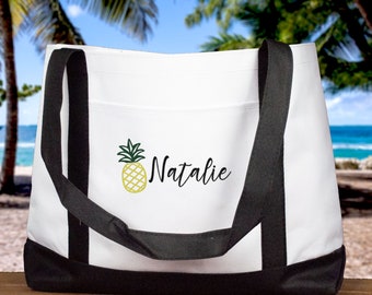 Personalized Canvas Tote Bag, Embroidered Tote Bag, Beach Bag, Pool Bag, Monogrammed Tote