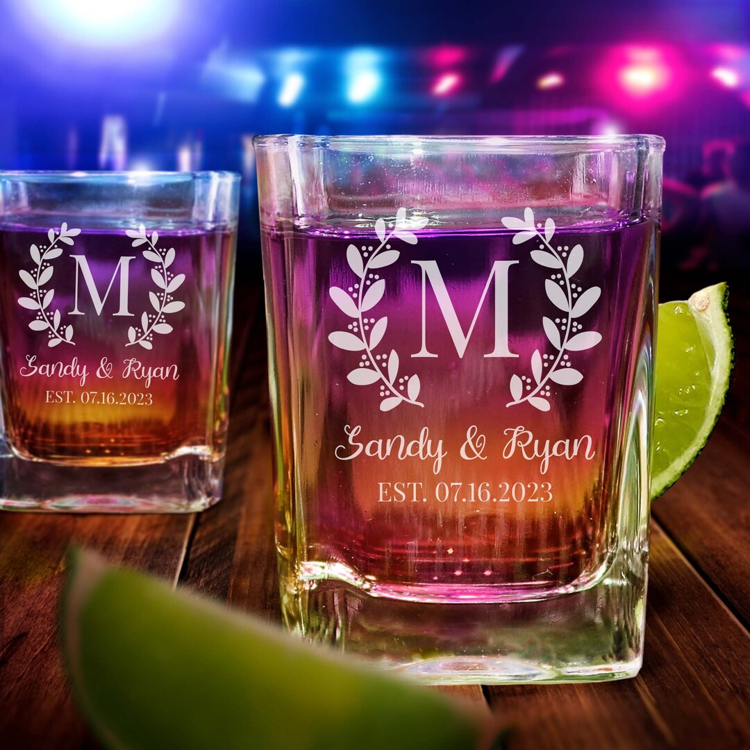Wedding Shot Glasses, Personalized Shot Glasses, Anniversary Shot