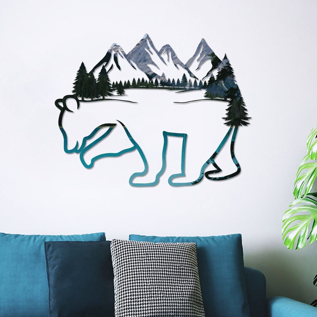 Metal Bear Wall Art Bear Wall Decor Bear Metal Sign Bear Etsy