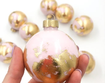 Globe Inspired Gold Leaf Ornament - Blush Pink