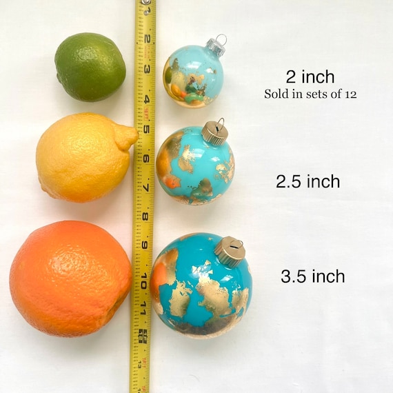 SET OF 12 Multicolored Gold Leaf Christmas Ornaments - Colorful