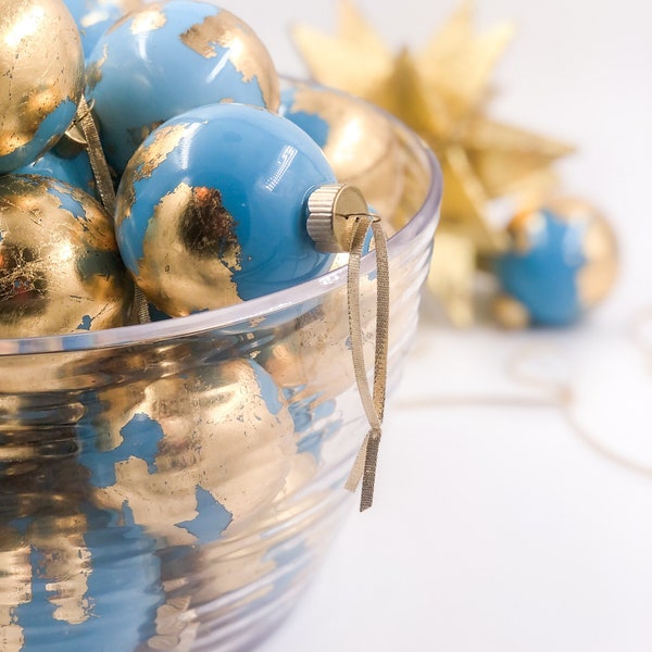 Globe Inspired Gold Leaf Ornament — Airline Blue