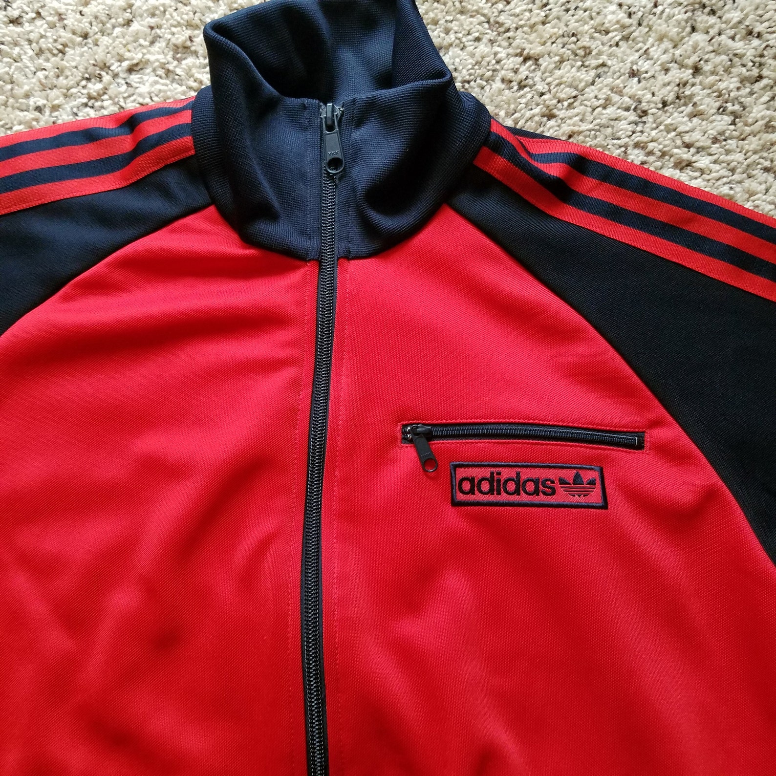 Vintage Adidas Mens Red Navy Blue Track Jacket Size Small | Etsy