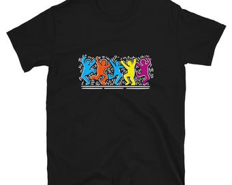 Camiseta com estampa de figuras dançantes. Camisetas divertidas com estampas de pessoas dançando.